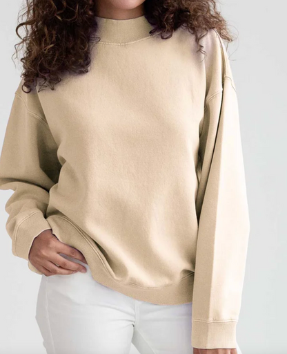 Mock Neck Sweatshirt, Biscuit