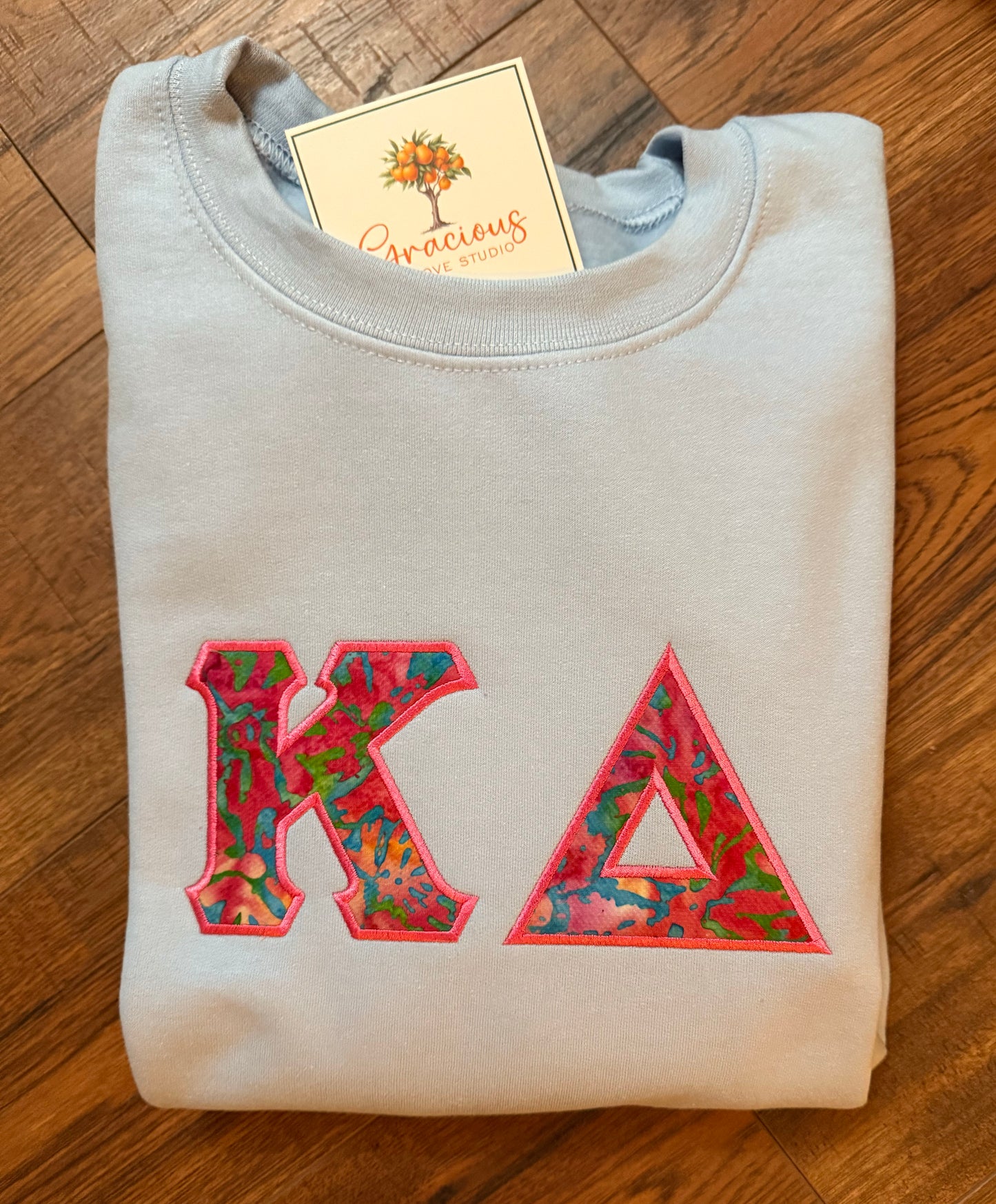 Greek Letter Sweatshirt, Light Blue