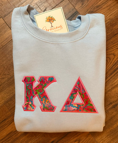 Greek Letter Sweatshirt, Light Blue