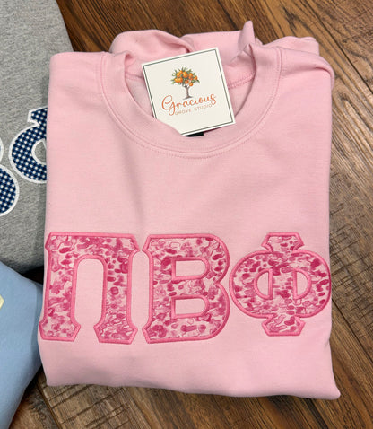 Greek Letter Sweatshirt, Light Pink